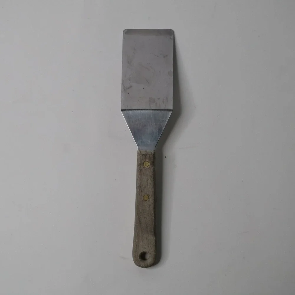 Vintage Ekco Stainless Steel Spatula Wood Handle Made in USA Rectangular Turner